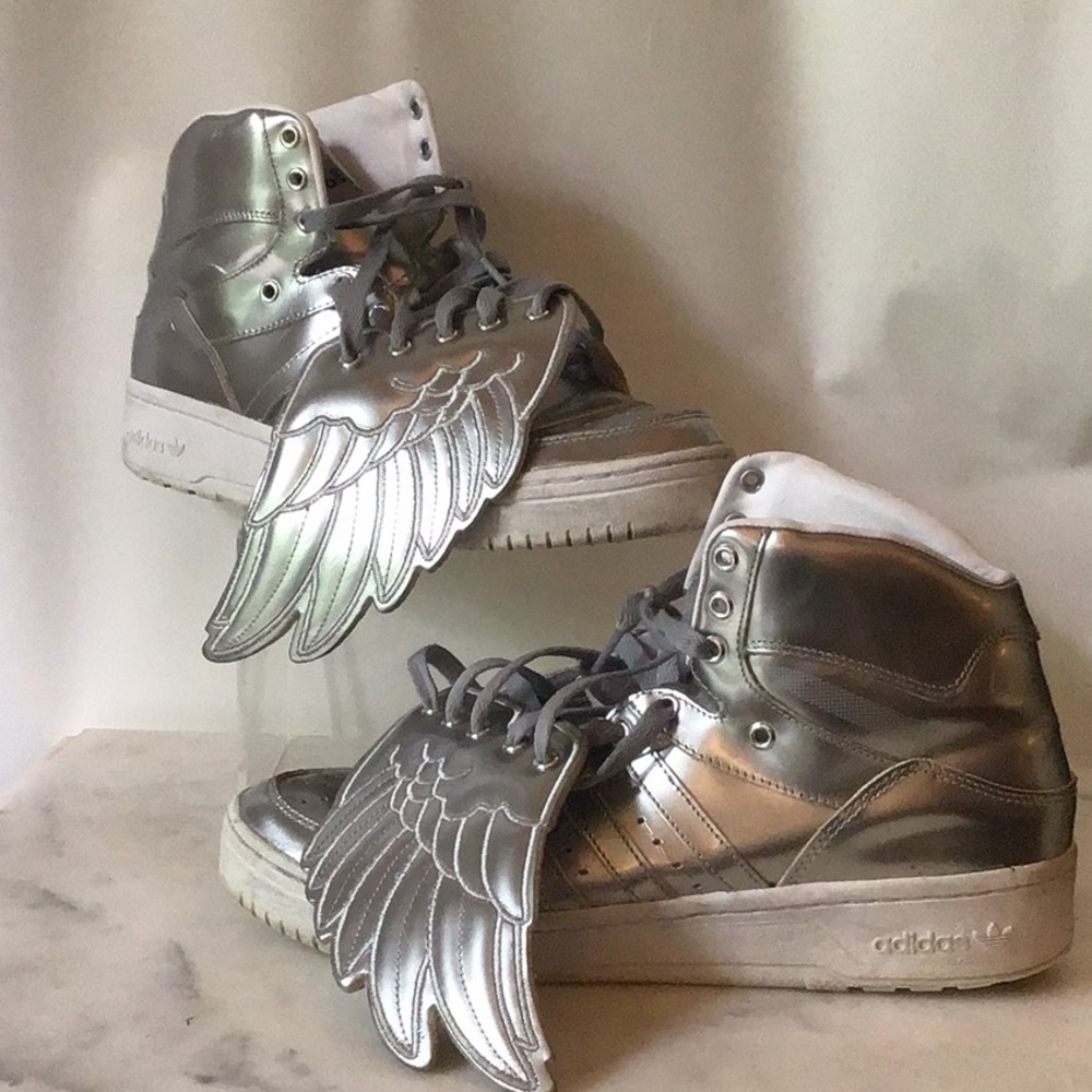 Adidas x Jeremy Scott JS wings sneakers metal silver size 10